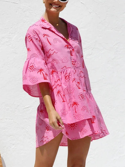 Etnische Stijl Losse Shirt Korte Jurk