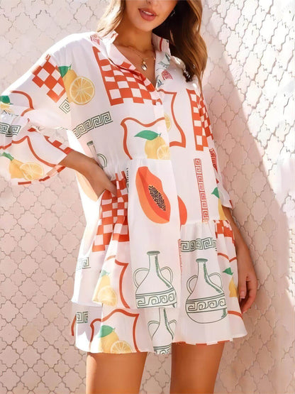 Etnische Stijl Losse Shirt Korte Jurk