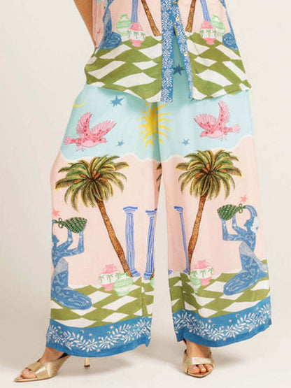 Casual Palmboomprint Korte Mouwen Shirt