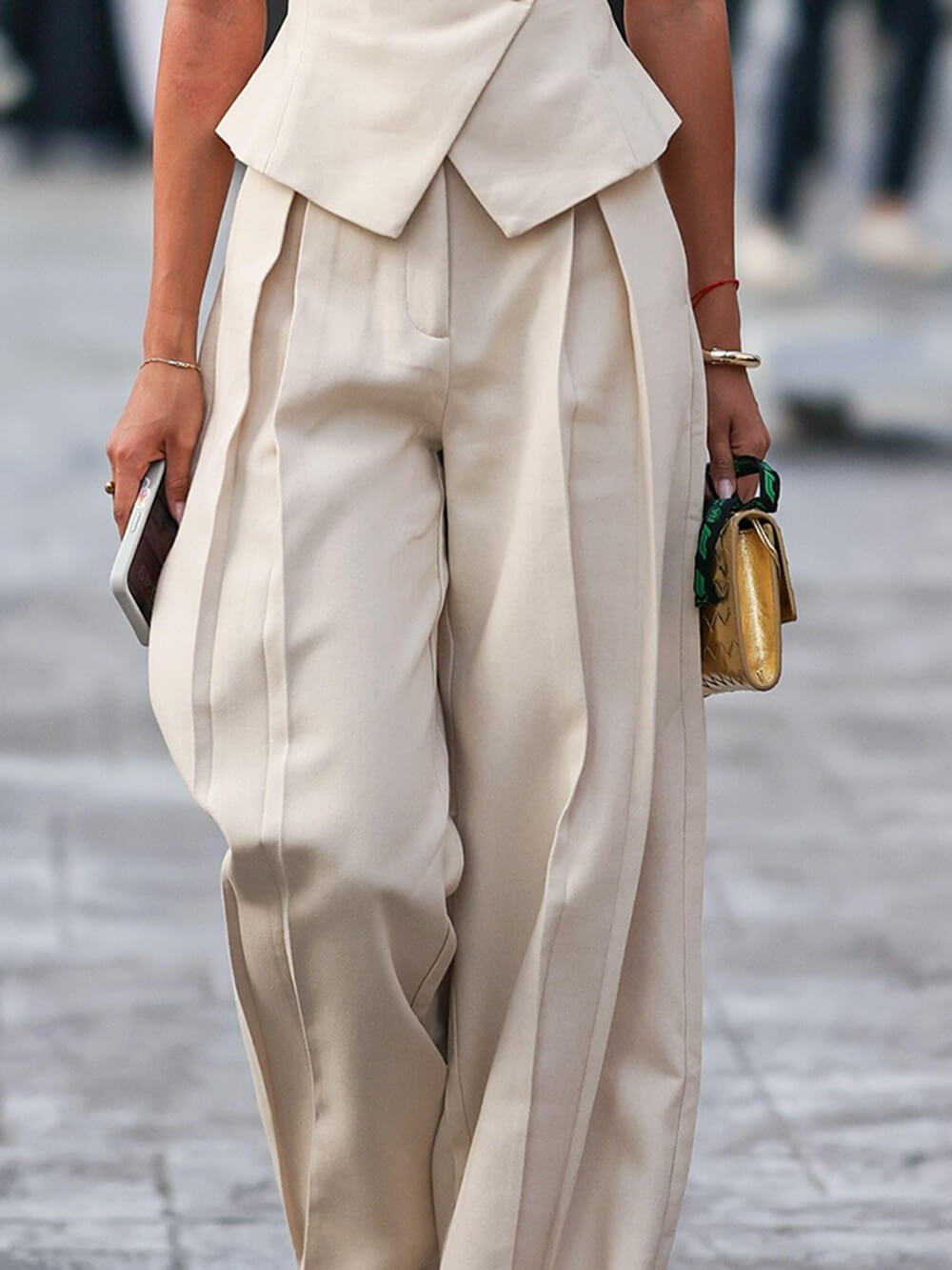 Casual Colbert Mouwloos Top met Tailleband