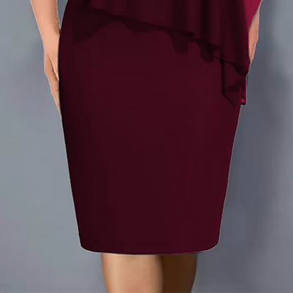 💐Cape-jurk met V-hals en strassversiering, met een overlaag van chiffon