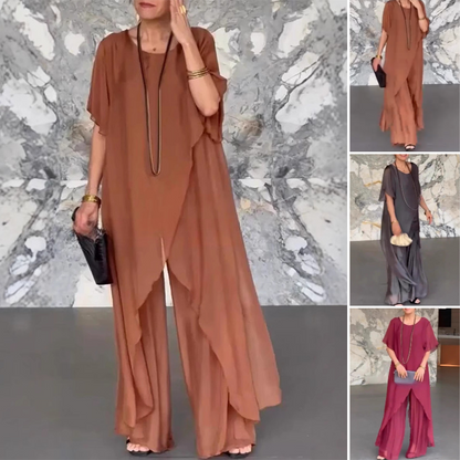 ✨️Set bestaande uit een top met onregelmatige snit en een wijde broek voor dames