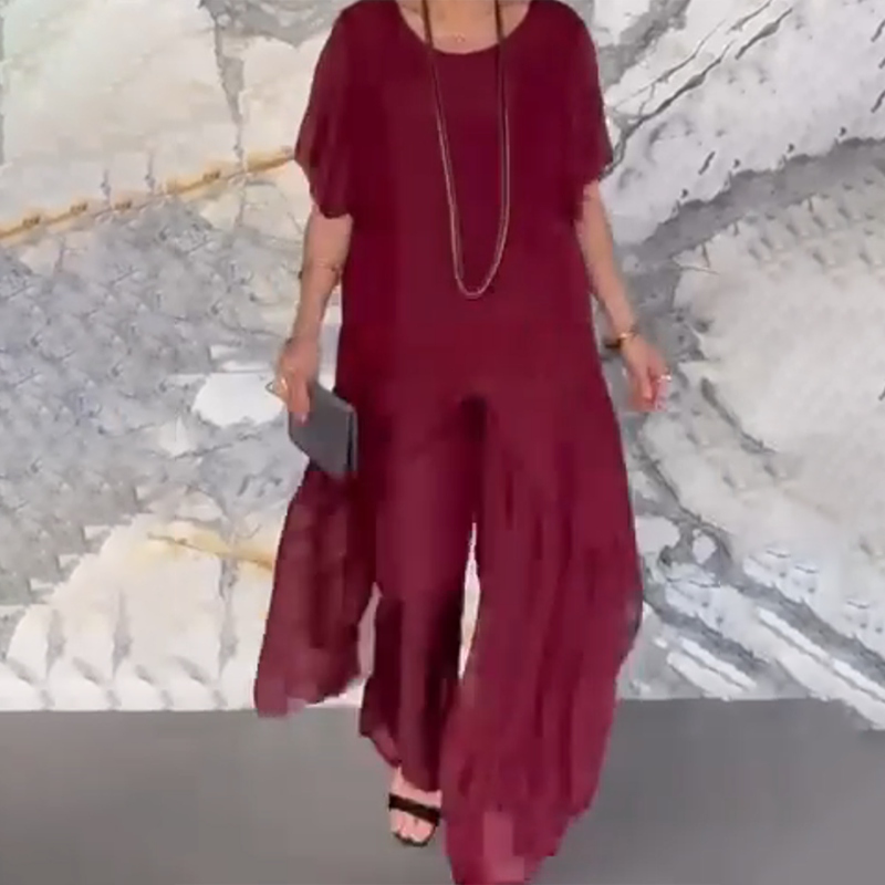 ✨️Set bestaande uit een top met onregelmatige snit en een wijde broek voor dames
