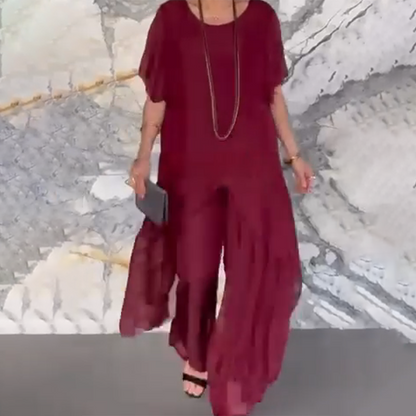 ✨️Set bestaande uit een top met onregelmatige snit en een wijde broek voor dames