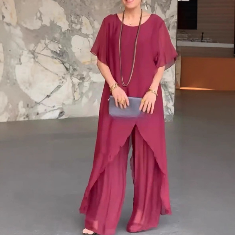✨️Set bestaande uit een top met onregelmatige snit en een wijde broek voor dames
