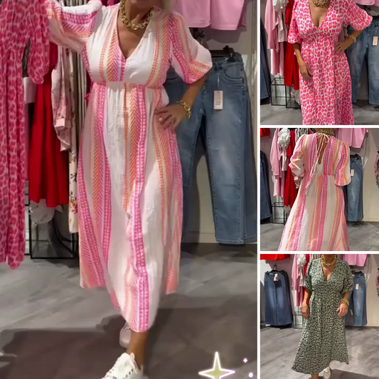 👗✨V-hals jurk met print voor dames