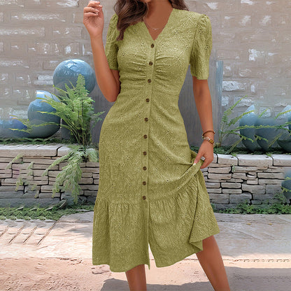 Stellah - Elegante midi-jurk met pofmouwen