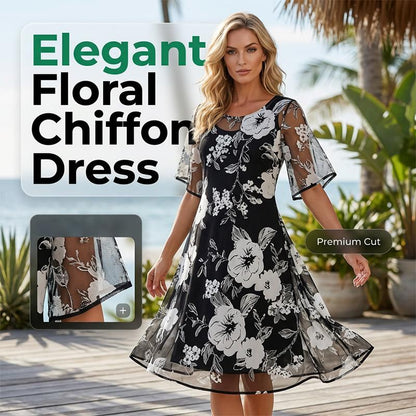 Elegante chiffonjurk voor dames met bloemenpatroon
