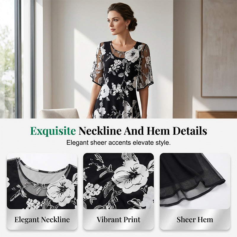 Elegante chiffonjurk voor dames met bloemenpatroon