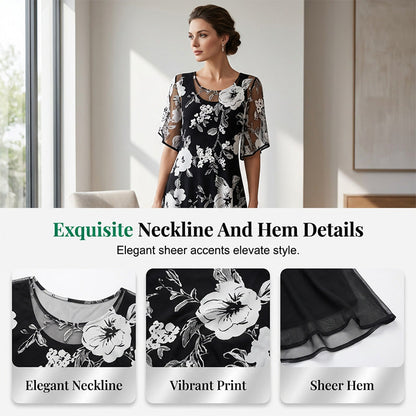 Elegante chiffonjurk voor dames met bloemenpatroon