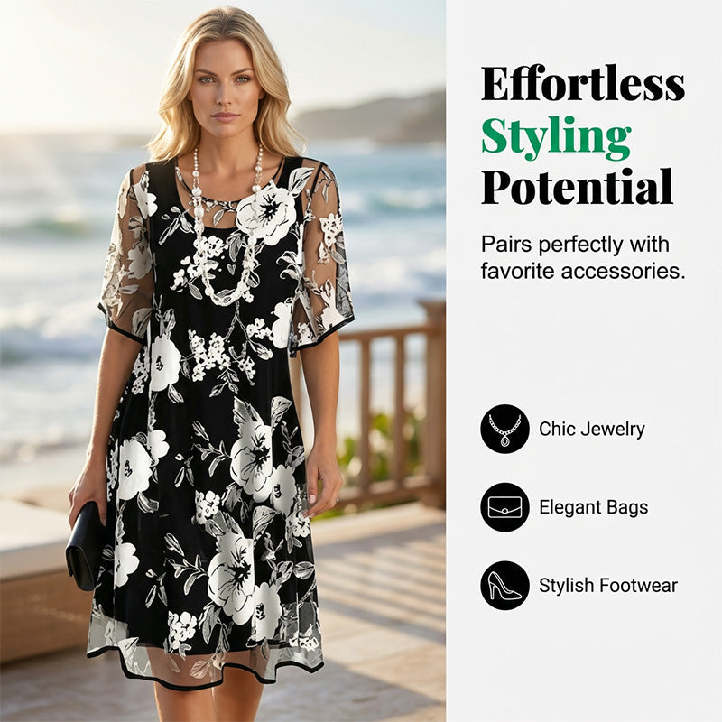 Elegante chiffonjurk voor dames met bloemenpatroon