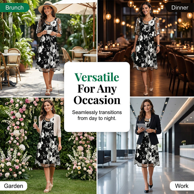 Elegante chiffonjurk voor dames met bloemenpatroon