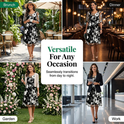 Elegante chiffonjurk voor dames met bloemenpatroon