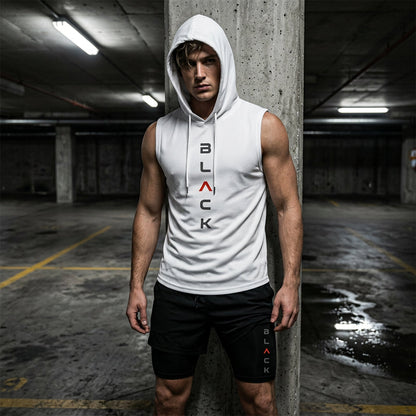 💪 Heren mouwloze hoodie & korte broek set – atletische & casual pasvorm – ademend & sneldrogend 🏋️‍♂️
