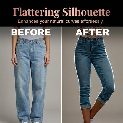 👖🌸 Stretch-caprijeans met hoge taille