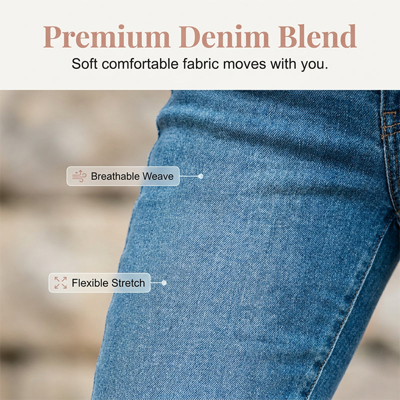 👖🌸 Stretch-caprijeans met hoge taille