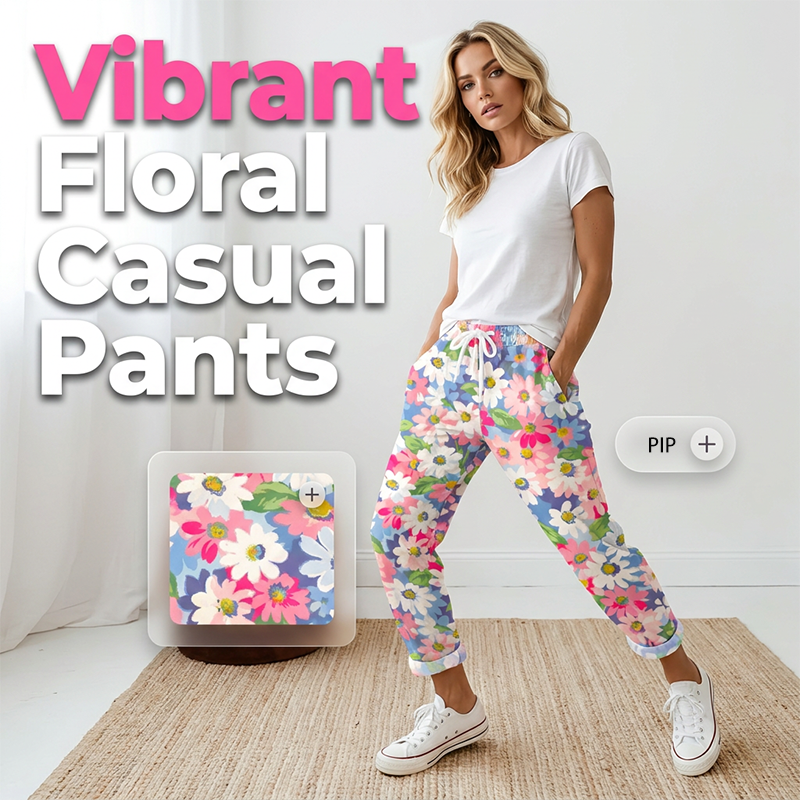 Casual broek met trekkoord en bloemenprint voor dames