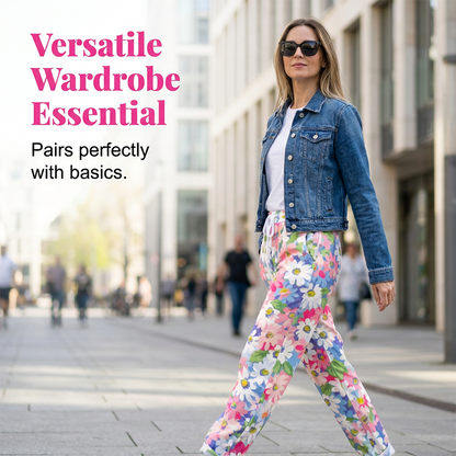 Casual broek met trekkoord en bloemenprint voor dames