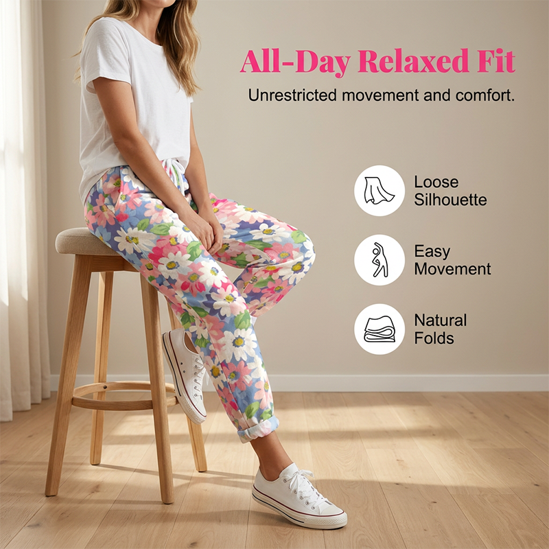 Casual broek met trekkoord en bloemenprint voor dames