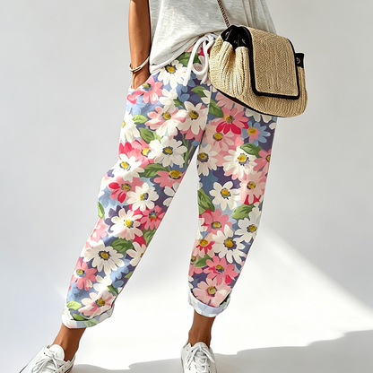 Casual broek met trekkoord en bloemenprint voor dames