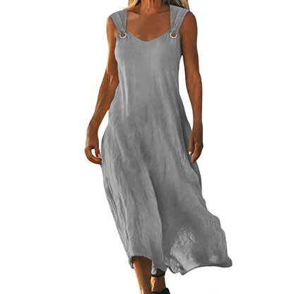 👗✨ Mouwloze jurk met V-hals en metalen ringen