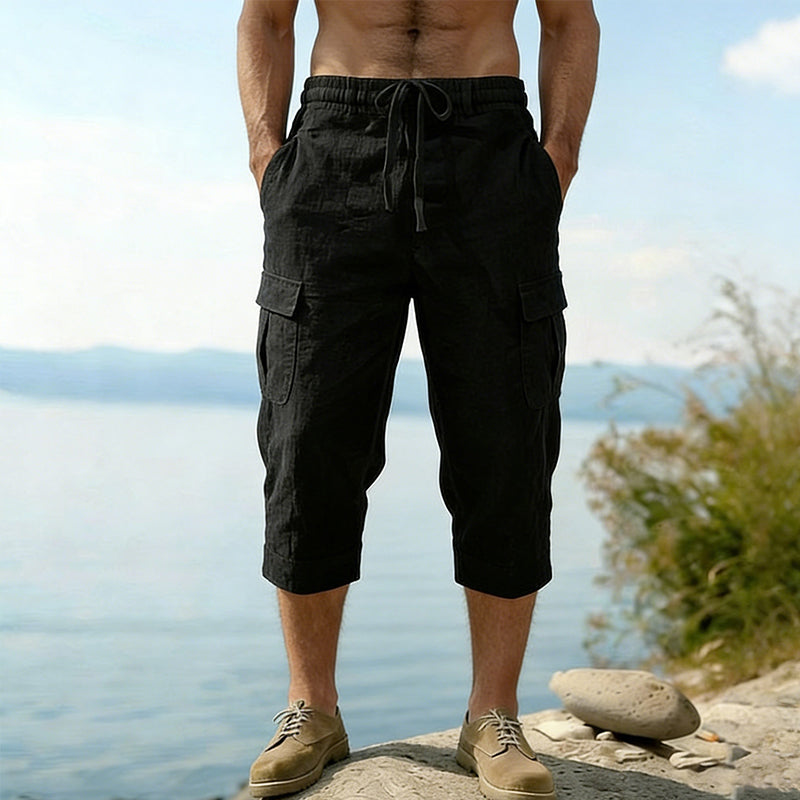👖Cargo-capribroek van gemengd linnen voor heren🌬️ Licht, ademend en ontworpen voor comfort