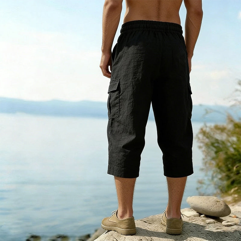 👖Cargo-capribroek van gemengd linnen voor heren🌬️ Licht, ademend en ontworpen voor comfort