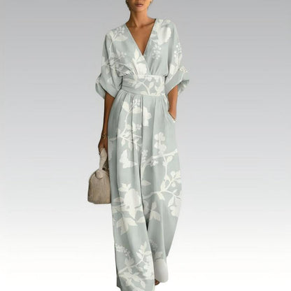 Sinem - Elegante jumpsuit met print en V-hals