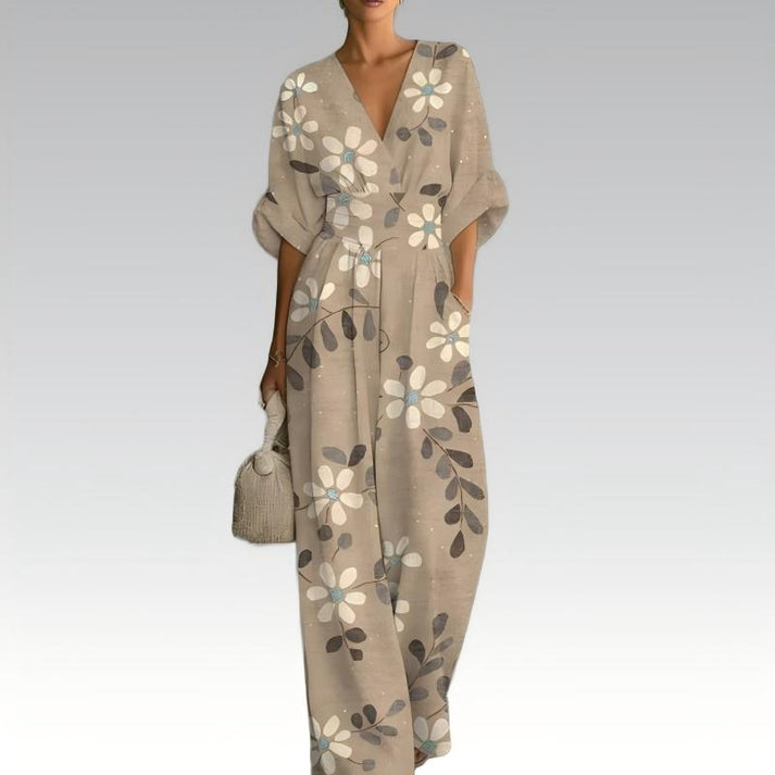 Sinem - Elegante jumpsuit met print en V-hals