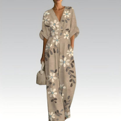 Sinem - Elegante jumpsuit met print en V-hals