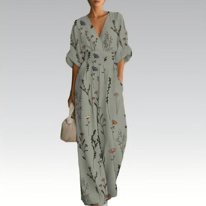 Sinem - Elegante jumpsuit met print en V-hals