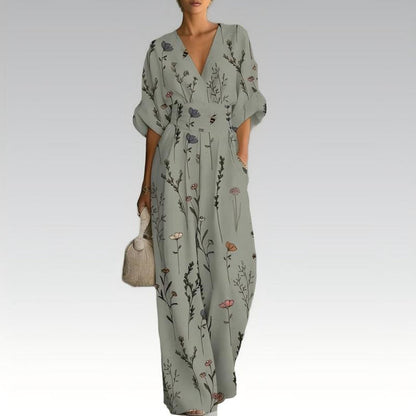 Sinem - Elegante jumpsuit met print en V-hals