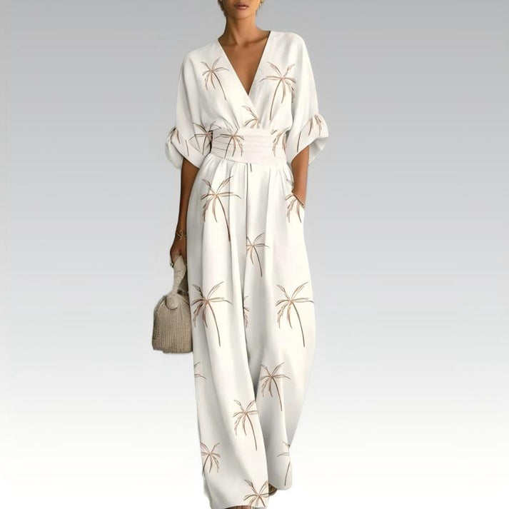 Sinem - Elegante jumpsuit met print en V-hals