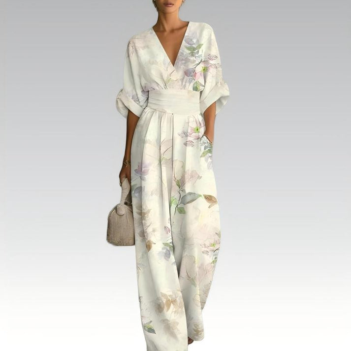 Sinem - Elegante jumpsuit met print en V-hals
