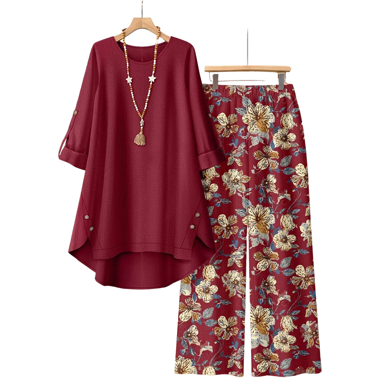 Dames 2-delige set van katoen en linnen ✨ Boho-bloemenprint, loszittend en ademend voor de zomer en op vakantie