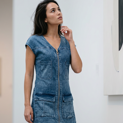 🏃‍♀️ Een echt succes! Twijfel niet! Casual jurk met korte mouwen en ritssluiting voor dames