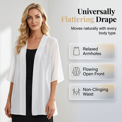 Losvallend vest van mousseline voor dames, open aan de voorkant