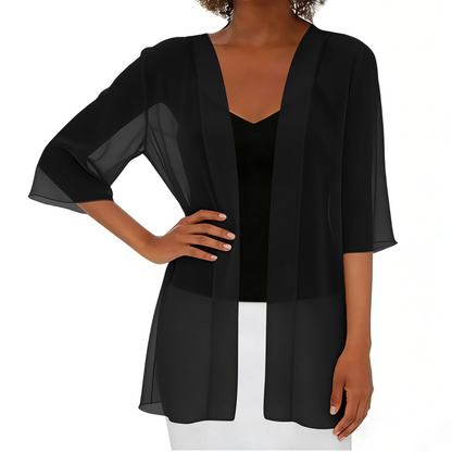 Losvallend vest van mousseline voor dames, open aan de voorkant