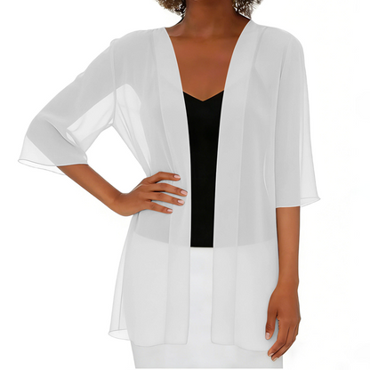Losvallend vest van mousseline voor dames, open aan de voorkant