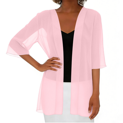 Losvallend vest van mousseline voor dames, open aan de voorkant
