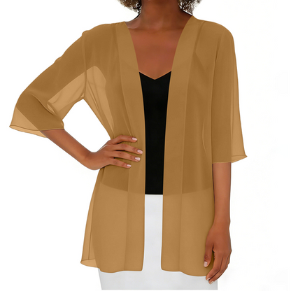 Losvallend vest van mousseline voor dames, open aan de voorkant