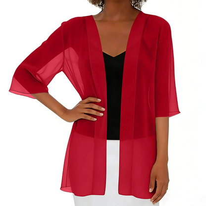 Losvallend vest van mousseline voor dames, open aan de voorkant