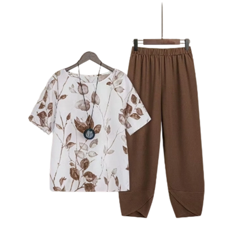 🌸 Casual set met print – Bijpassend topje en broek, luchtige pasvorm – Perfect voor de zomer, op reis of voor een boho-chique look – comfortabel en trendy ✨🌿
