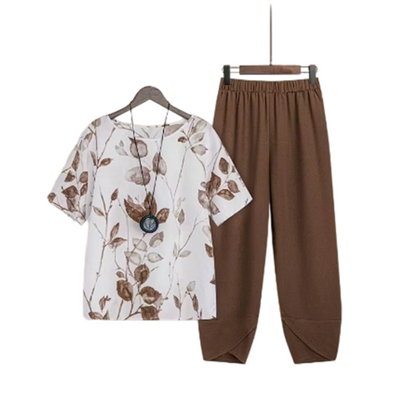 🌸 Casual set met print – Bijpassend topje en broek, luchtige pasvorm – Perfect voor de zomer, op reis of voor een boho-chique look – comfortabel en trendy ✨🌿
