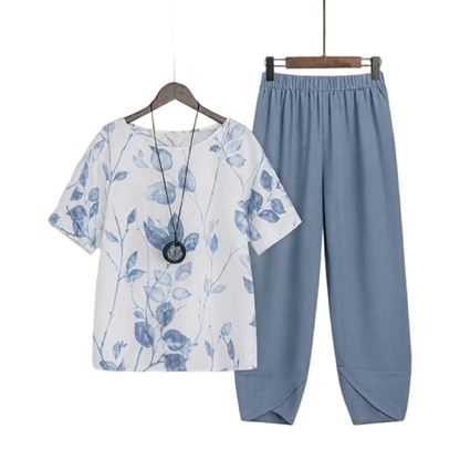 🌸 Casual set met print – Bijpassend topje en broek, luchtige pasvorm – Perfect voor de zomer, op reis of voor een boho-chique look – comfortabel en trendy ✨🌿