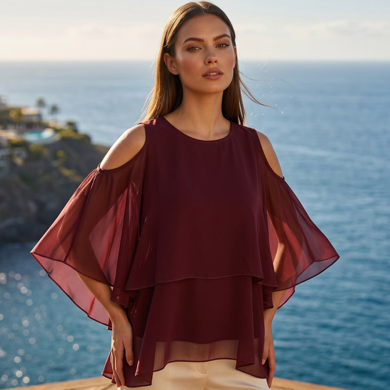Zomertop voor dames met blote schouders en ruches