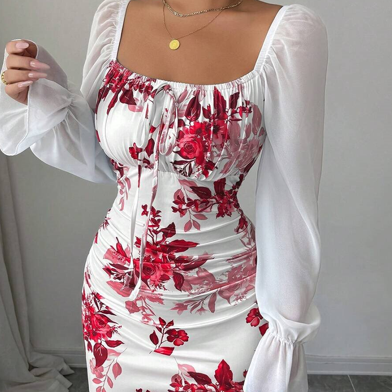 Elegante, uitlopende jurk met bloemenprint voor dames