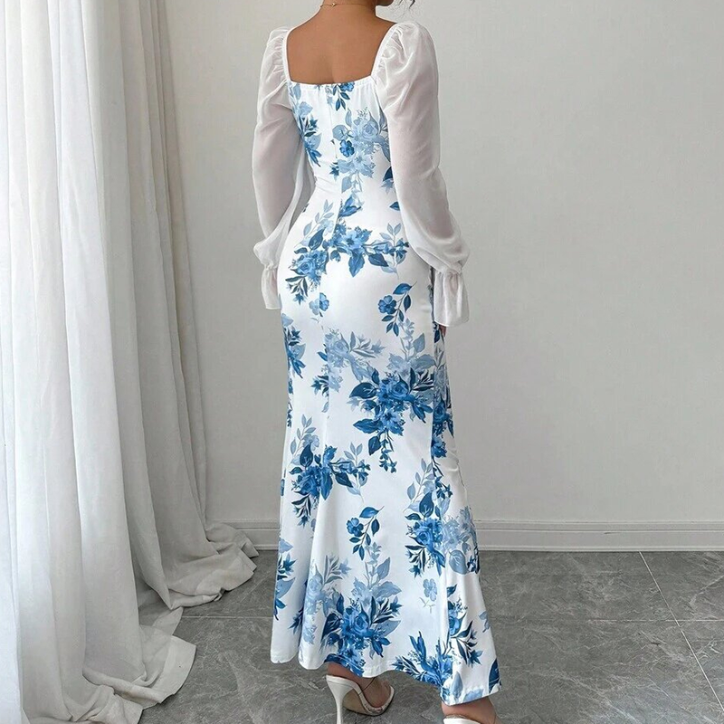 Elegante, uitlopende jurk met bloemenprint voor dames