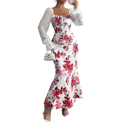 Elegante, uitlopende jurk met bloemenprint voor dames