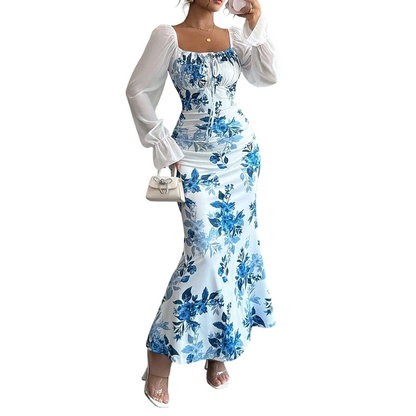 Elegante, uitlopende jurk met bloemenprint voor dames